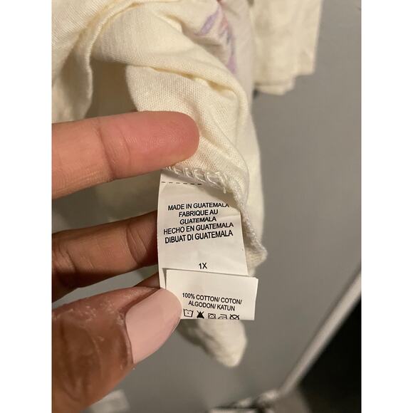 Lucky Lotus Shirt Womens 1X White Mandala Floral Graphic Scoop Neck READ - Picture 5 of 10